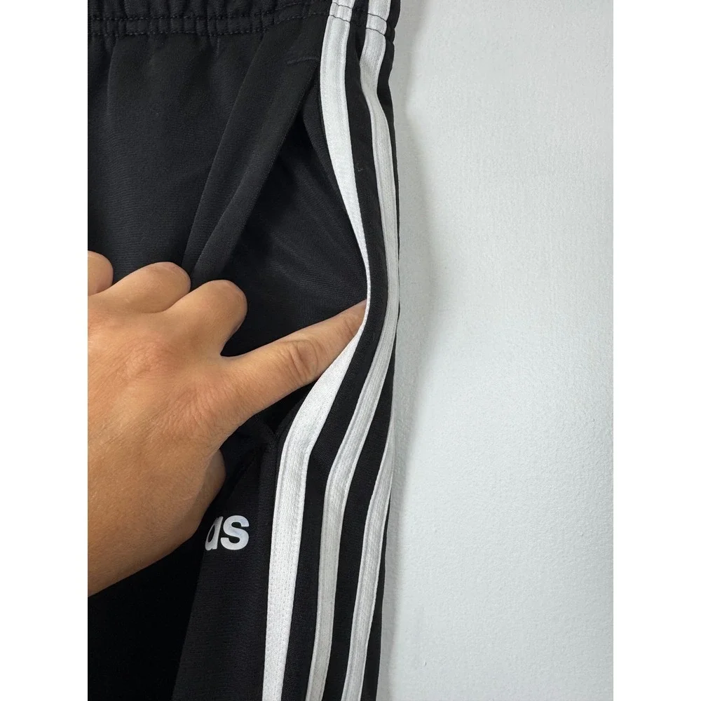 Athleisure Adidas Mens Medium Track‎ Pants Black White Primegreen 3-Stripe Sport